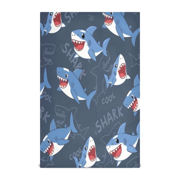 Shark Pattern Kitchen Towels Dishcloth Decorative Waffle Towels Multi Use Tea Towel Dish Cloths 28x18in