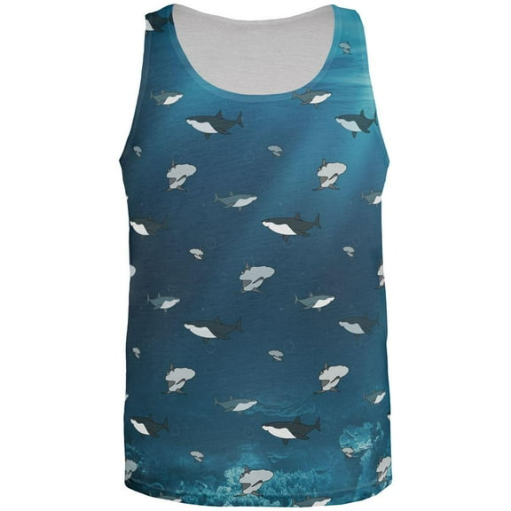 Shark Pattern Ocean All Over Mens Tank Top Multi LG