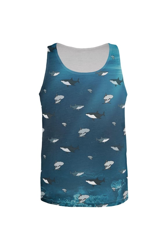 Shark Pattern Ocean All Over Mens Tank Top Multi LG