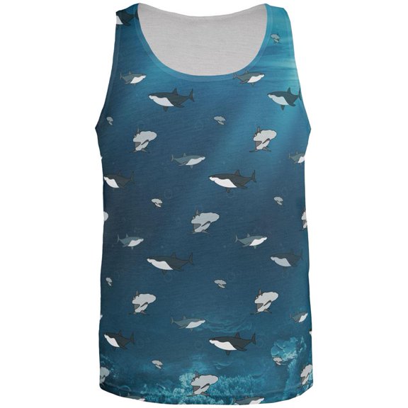 Shark Pattern Ocean All Over Mens Tank Top Multi MD