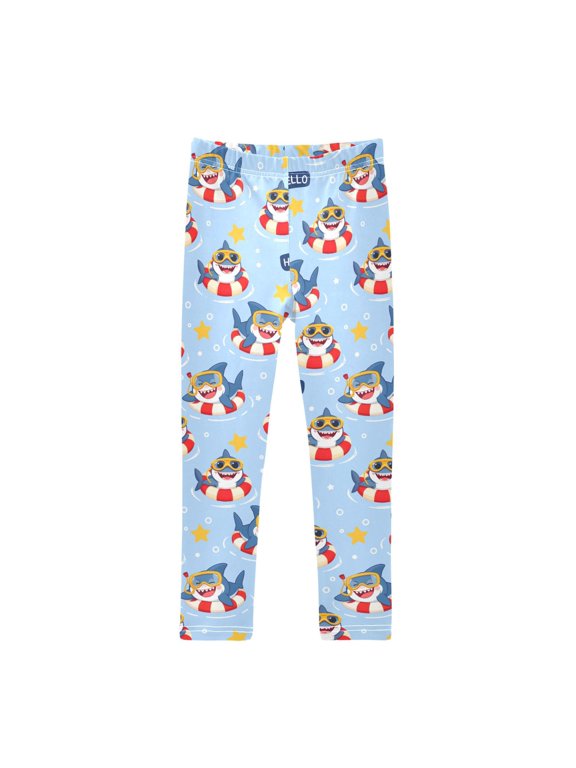 Shark Pattern Printed Leggings Yoga Pants for in 4t to 10t