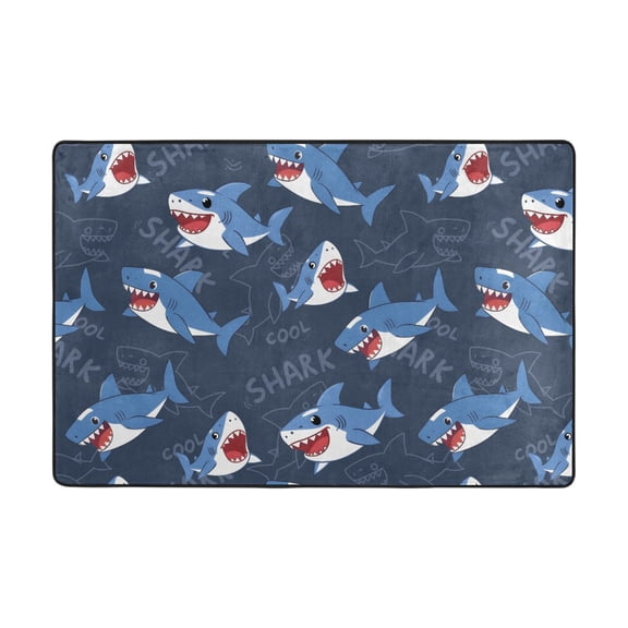 Shark Pattern Rug 36x24in Memory Foam Absorbent Non Slip Plush for Bathroom Kitchen Entryway