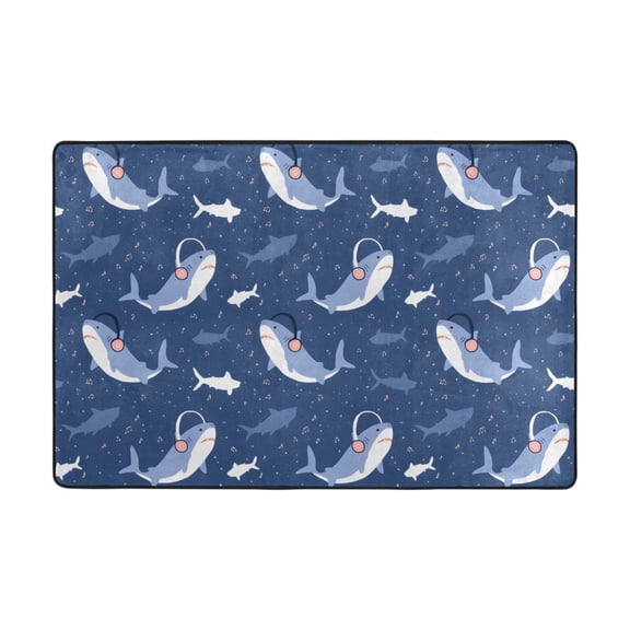 Shark Pattern Rug 36x24in Memory Foam Absorbent Non Slip Plush for Bathroom Kitchen Entryway