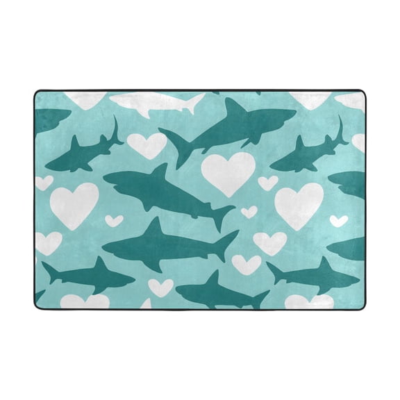 Shark Pattern Rug 36x24in Memory Foam Absorbent Non Slip Plush for Bathroom Kitchen Entryway