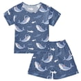 thumbnail image 1 of Shark Pattern Summer Pajama Set Soft Cotton Short Sleeve Sleepwear 2PCS Pajama Sets Breathable Lounge Set Size 14Y, 1 of 7