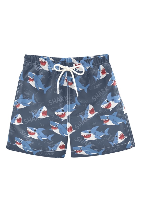 Shark Pattern Swim Trunks Quick Dry Beach Pool Board Shorts Lightweight Stylish Print Sizes 2T to XL