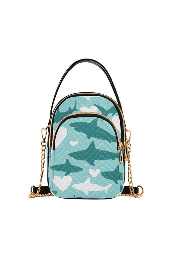 Shark Pattern Women's Crossbody Handbags Leather Crossbody Bags Fanny Pack Chest Bag for Travel