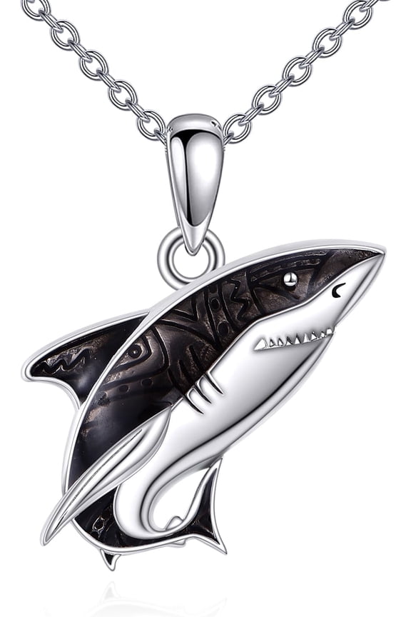 Shark Pendant Necklace 925 Sterling Silver Ocean Sea Enamel Shark Jewelry Gifts for Women Shark Lovers
