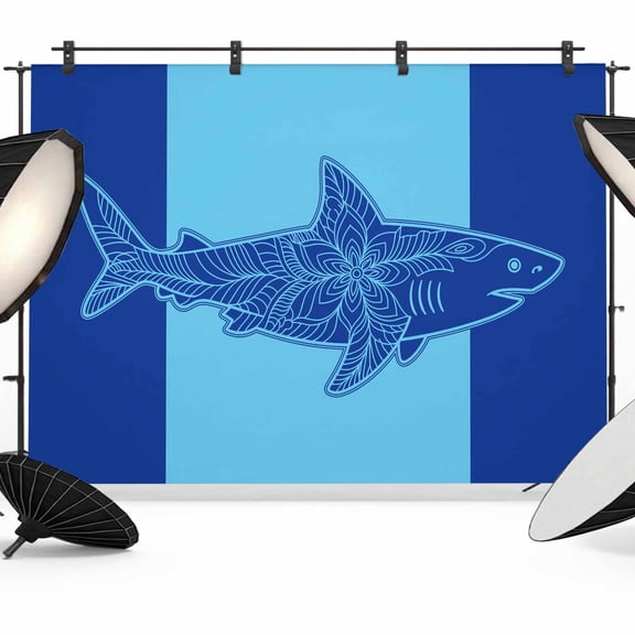 Shark Photography Backdrop 7x5FT, Summer Beach Photo Backdrops, Background for Photography Studio Photo Studio Background, Back Drop for Photoshoot