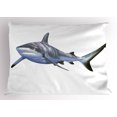 thumbnail image 1 of Shark Pillow Sham A Large Reef Shark Swimming Futuristic Computer Art Stylized Underwater Design, Decorative Standard Size Printed Pillowcase, 26 X 20 Inches, Blue Grey White, by Ambesonne, 1 of 2