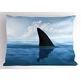 thumbnail image 1 of Shark Pillow Sham Shark Fish Fin over the Sea Surface Danger Caution Themed Picture, Decorative Standard Size Printed Pillowcase, 26 X 20 Inches, Grey Violet and Pale Blue, by Ambesonne, 1 of 2
