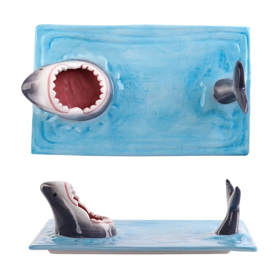 Shark Plates, Upgraded 3-in-1 Shark Sushi Plate, Shark Sushi Plate, Shark Plate with Sauce Compartment, Food Safe Material, Microwave/Oven/Refrigerator/Dishwasher Safe