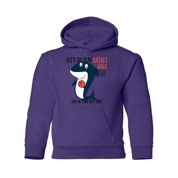 Shark Playing Basketball Hoodie Juniors -Image by Shutterstock, Medium