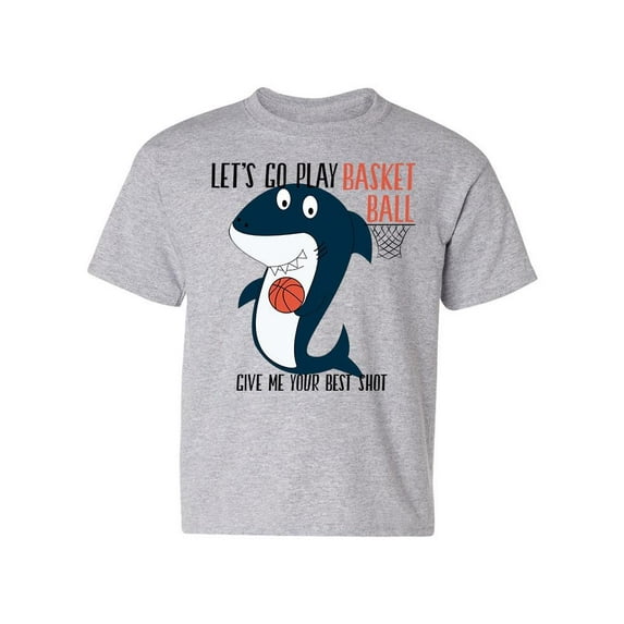 Shark Playing Basketball T-Shirt Juniors -Image by Shutterstock, x-Small
