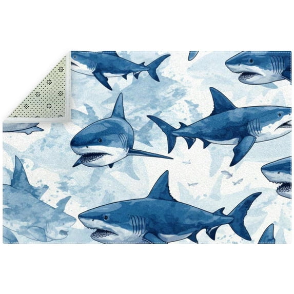 Shark Polyester Office Rug with Right-Angle Design - Durable and Stylish Floor Mat for Workspace - Backing for Office, Home, or Dorm - 200 Character Limit