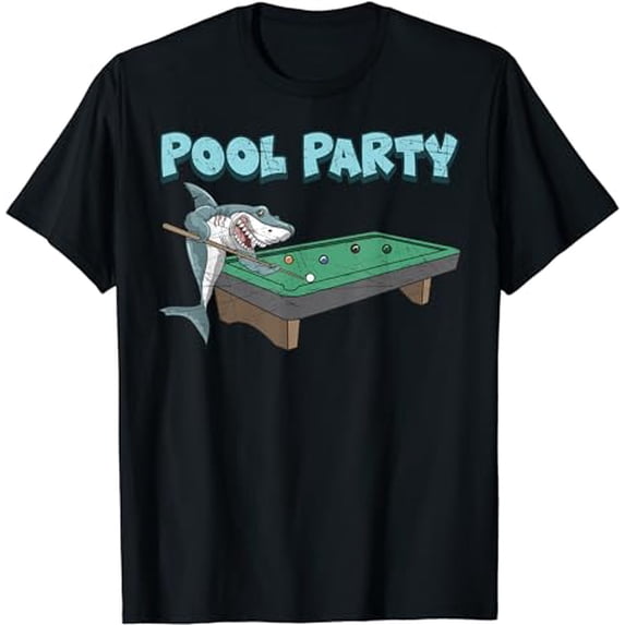 Shark Pool Party Pun Billiard Summer Beach Pool Player T-Shirt
