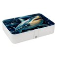 thumbnail image 1 of Shark Portable PU Leather Jewelry Display Organizer Box with Removable Compartment, 1 of 6