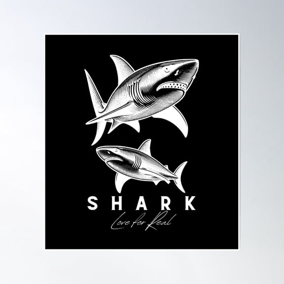Shark Poster Wall Art, Modern Wall Decor, 30x30 UNFRAMED