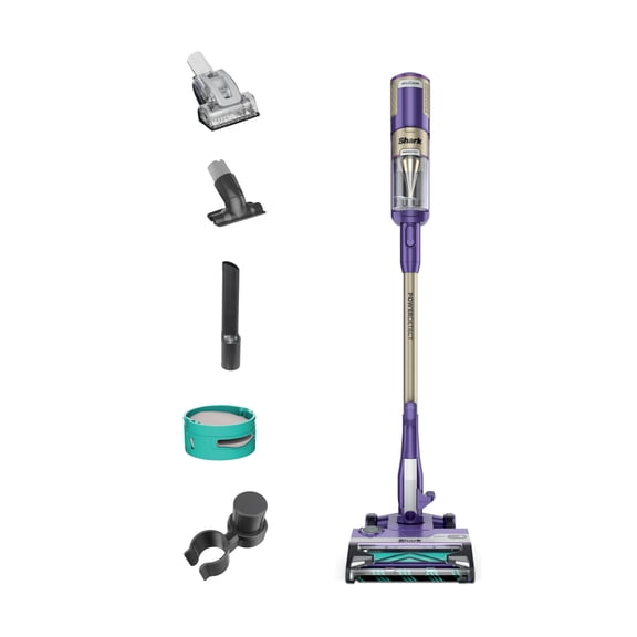 Shark POWERDETECT Corded Stick Vacuum, Carpet and Hardfloors, Pet Friendly, with DuoClean Detect Technology, Self-Cleaning Brushroll, HZ4002 Purple