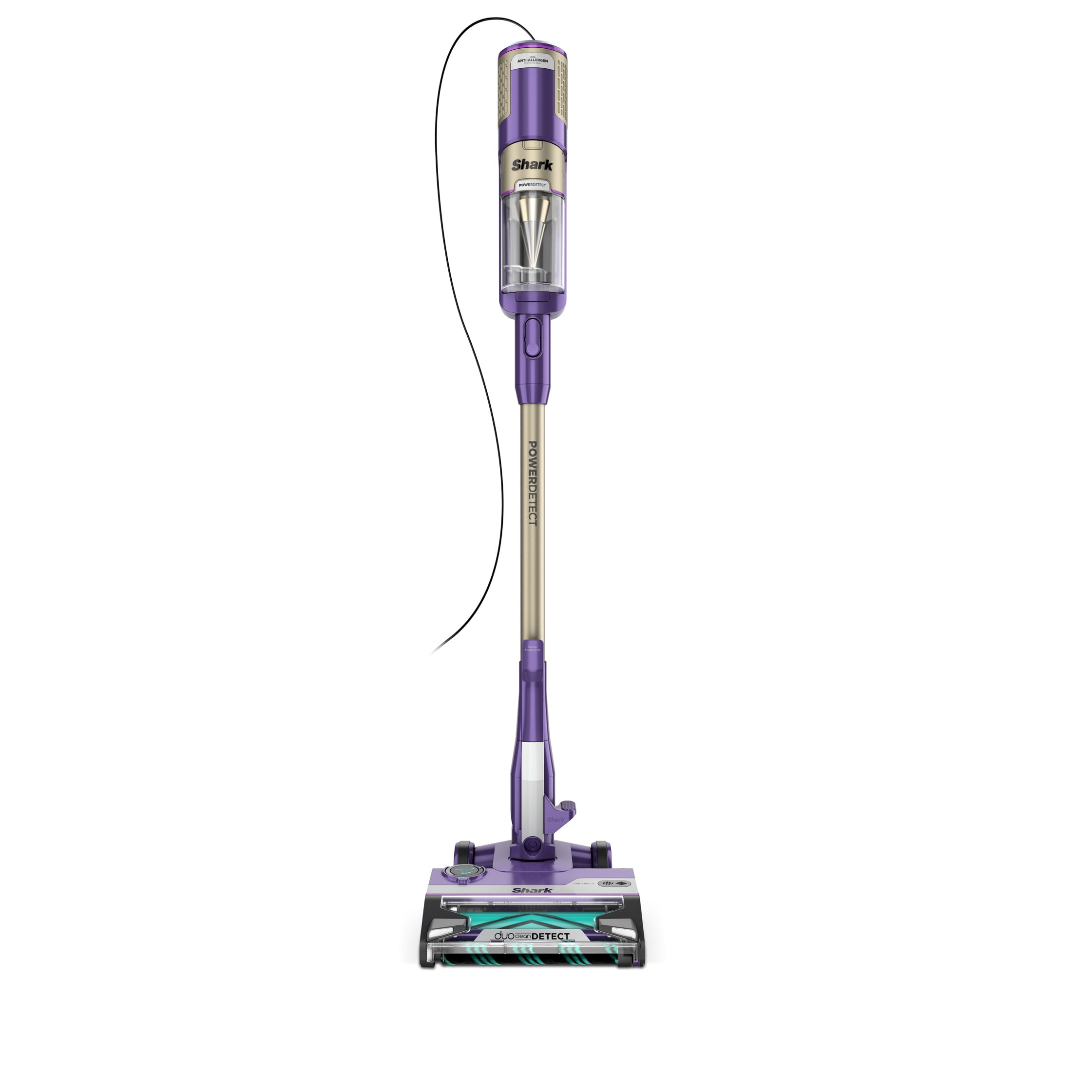 Shark POWERDETECT Corded Stick Vacuum, Carpet and Hardfloors, Pet Friendly, with DuoClean Detect Technology, Self-Cleaning Brushroll, HZ4002 Purple