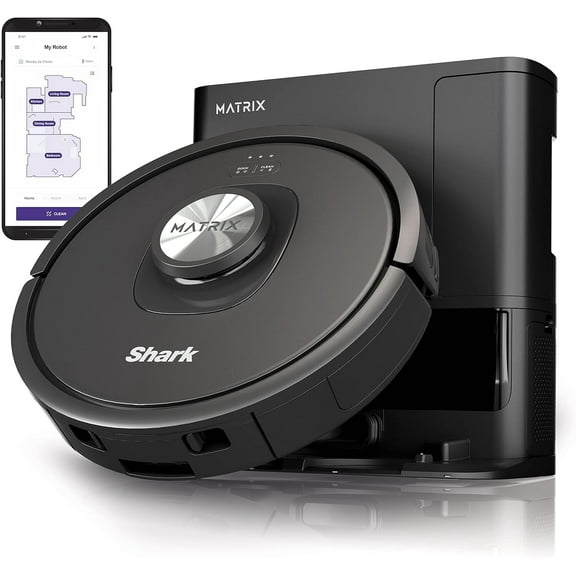 Shark RV2310AE Matrix Self-Emptying Robot Vacuum with Bagless, 45-Day Capacity, Self-Cleaning Brushroll for Pet Hair, No Spots Missed on Carpets & Hard Floors, Precision Home Mapping, Wi-Fi, Black