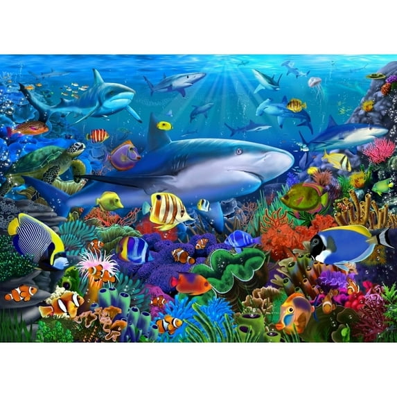 Shark Reef Poster Print by Gerald Newton