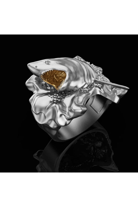 Shark Ring Great White Shark Signet Ring Shark Jewelry Silver Shark Sea Ring
