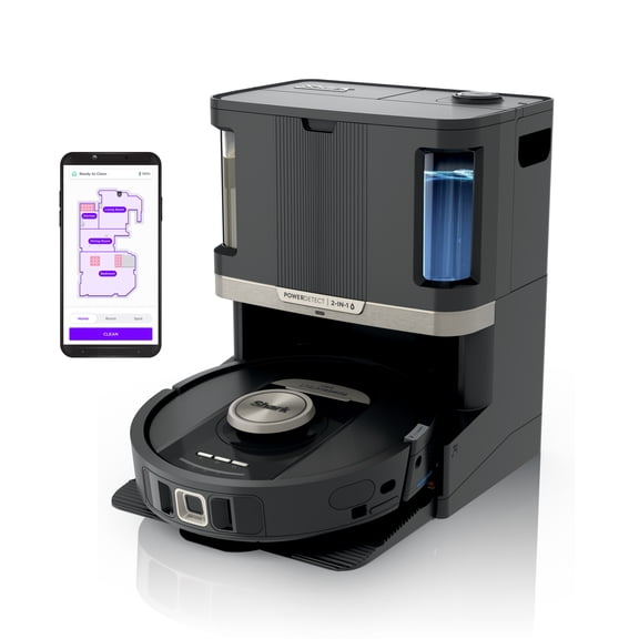 Shark  PowerDetect NeverTouch Pro, Self-Empty, Self-Refill & Self-Clean, Robot Vacuum and Mop with Bagless, 60-Day-Capacity HEPA Self-Empty Base, 30-Day-Capacity Refill Tank, Self-Clean Pad RV2820ZE