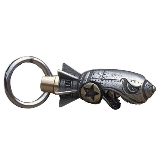 Shark Rocket Bomb Keychain,Skull Bottle Keychain,Handmade Funny Engraving Keychain,Personalized Keyring Gift,Cool Bottle Opener Keychains for Women Men