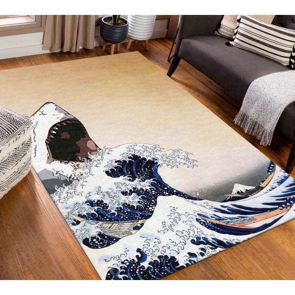 Shark Rugs, Abstract Rugs, Wave Rugs, Modern Rugs, Saloon Rug, Door Mat, Easy To Clean Rug, Anti-Slip Carpet, Indoor Rug, Gift For Him, 5.2'x7.5' - 160x230 cm