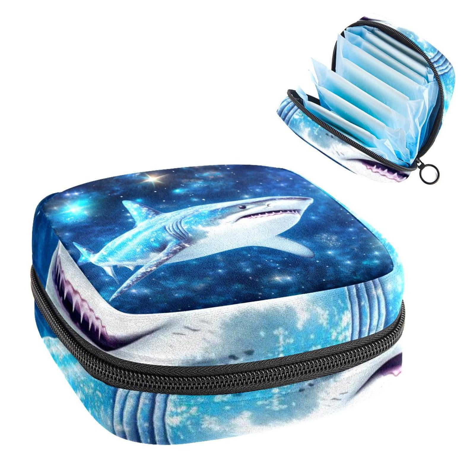 Shark Sanitary Napkin Bag Pouch with Zipper, Period Purse Large Pouch ...