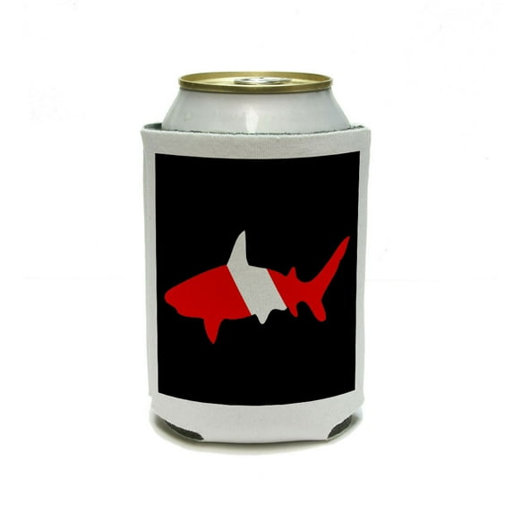 Shark Scuba Symbol on Black - Diver Dive Can Cooler Drink Insulator Beverage Insulated Holder