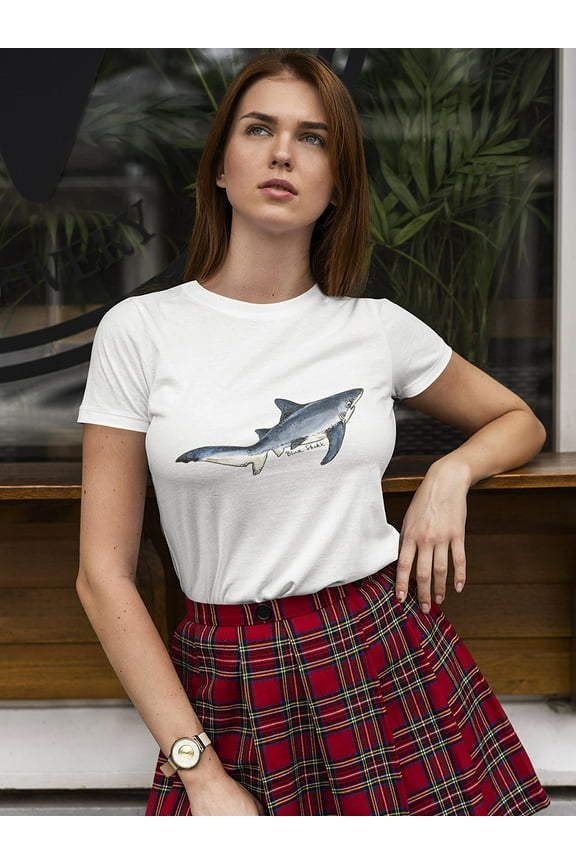 Shark Sealife Watercolor Animal T-Shirt Women -Image by Shutterstock, Female x-Large