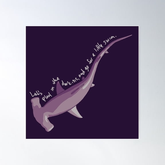Shark Series - Let’S Play In The Dark - Text Poster Wall Art, Modern Wall Decor For Living Room Bedroom, 24x24 UNFRAMED