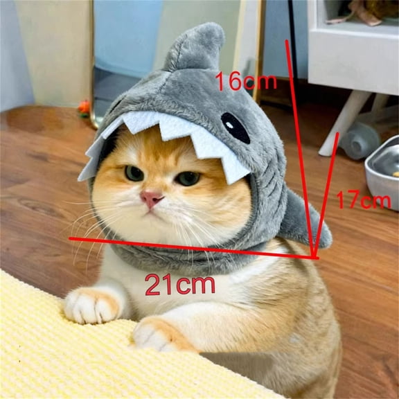 Shark-Shaped Cute Cat Costume Hat, Adjustable Soft Kitten Outfit Accessories, for Party Events Photo Shoots Holiday Fun and Cosplay Moments