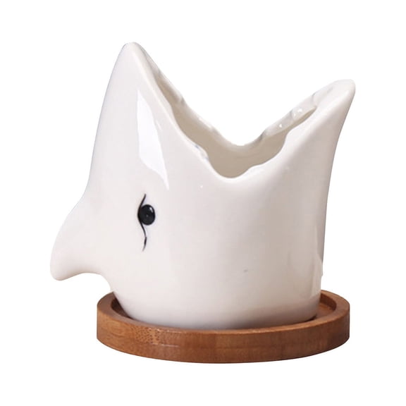 Shark Shaped Planter, Ceramic Succulent Pot - 3.85 Inch Cute Animal Shark Flower Pot, Mini Vase Indoor Small Planter for Cactus, Plants, Household Container