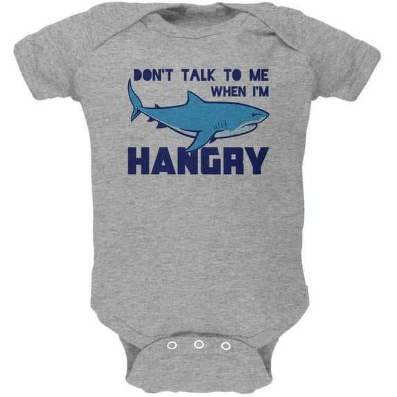 Shark Sharks Don't Talk to me Hangry Soft Baby One Piece Heather 9-12 M