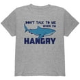 thumbnail image 1 of Shark Sharks Don't Talk to me Hangry Youth T Shirt Heather YXL, 1 of 1