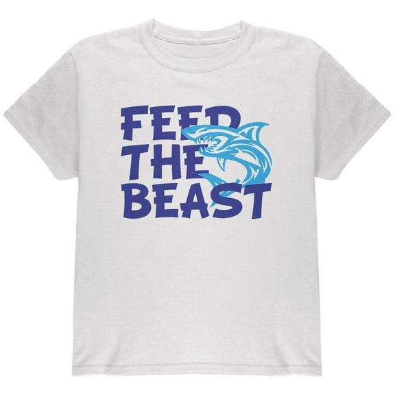 Shark Sharks Feed the Beast Youth T Shirt White YMD