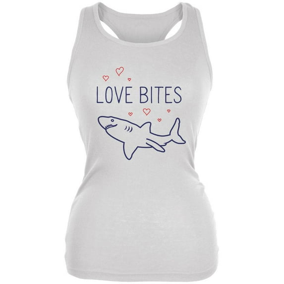 Shark Sharks Love Bites Juniors Soft Tank Top White MD