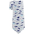 thumbnail image 1 of Shark Sharks Outline Repeat Pattern All Over Neck Tie White Standard One Size, 1 of 2