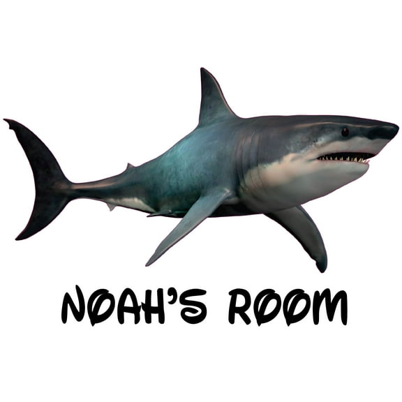 Shark Sharks Swimming Realistic Fish Customized Wall Decal - Custom Vinyl Wall Art - Personalized Name - Baby Girls Boys Kids Bedroom Wall Decal Room Decor Wall Stickers Decoration Size (12x20 inch)