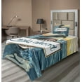 thumbnail image 1 of Ambesonne Shark Fitted & Top Sheet Set with Sham, Dangerous Fish Holds Plaque, Multicolor, 1 of 4