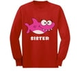 thumbnail image 1 of Shark Shirt for Sister Gift for Big Sister Toddler Kids Long sleeve T-Shirt 5/6 Red, 1 of 3