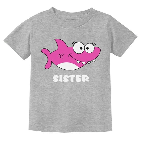 Shark Shirt for Sister Gift for Big Sister Youth Kids T-Shirt Small Gray