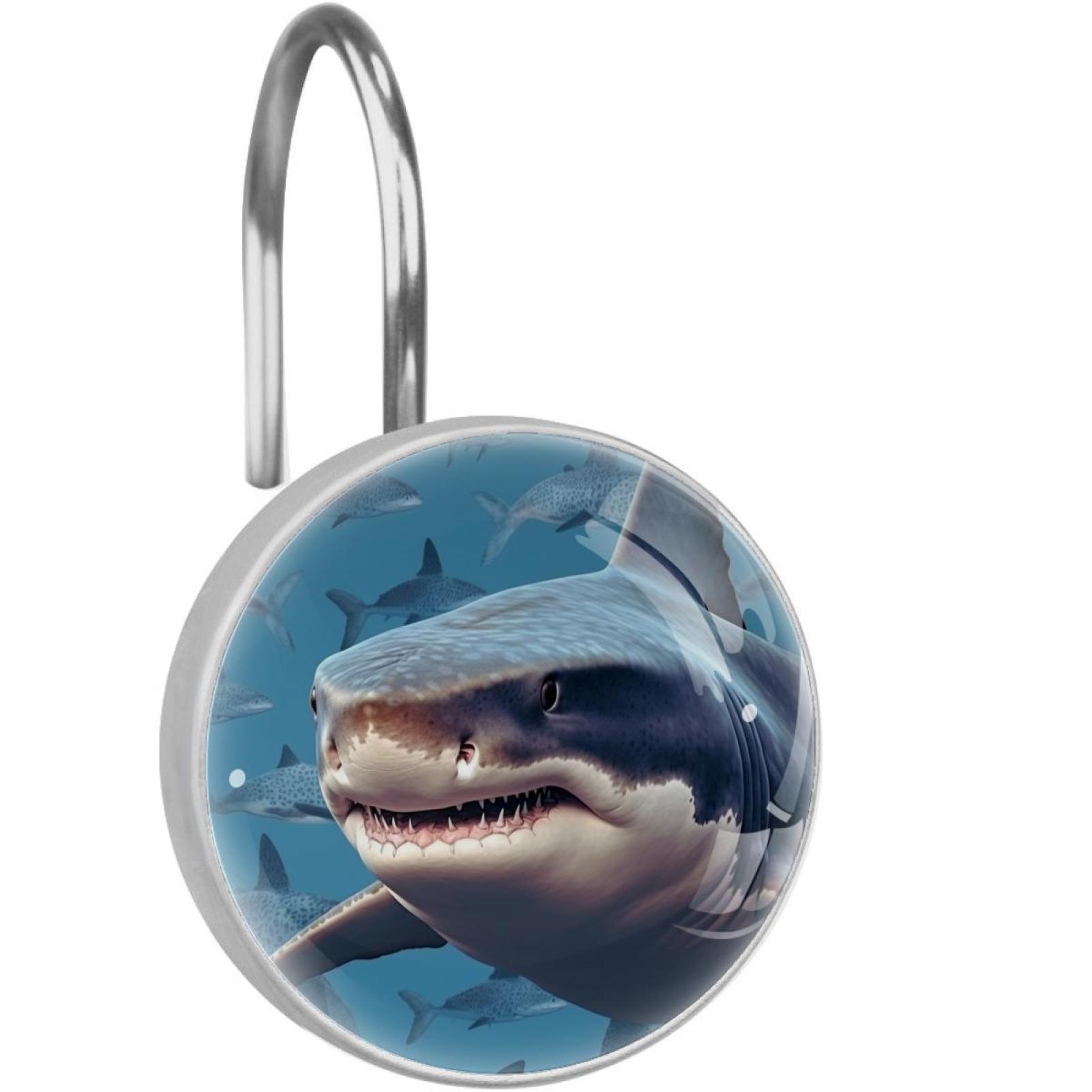 Shark Shower Curtain Hooks （Set of 12） for Home Hotel Shower Rods ...