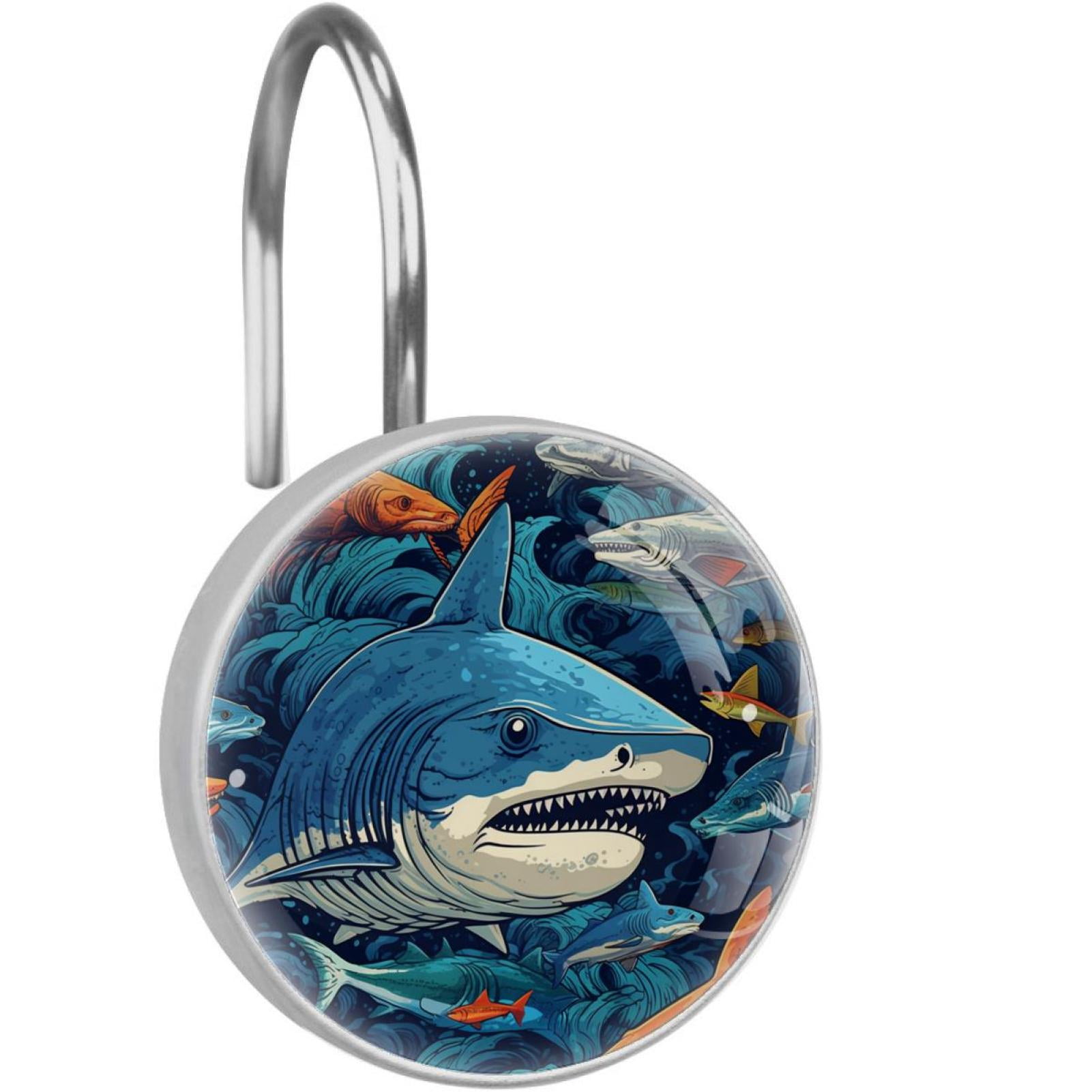 Shark Shower Curtain Hooks （Set of 12） for Home Hotel Shower Rods ...