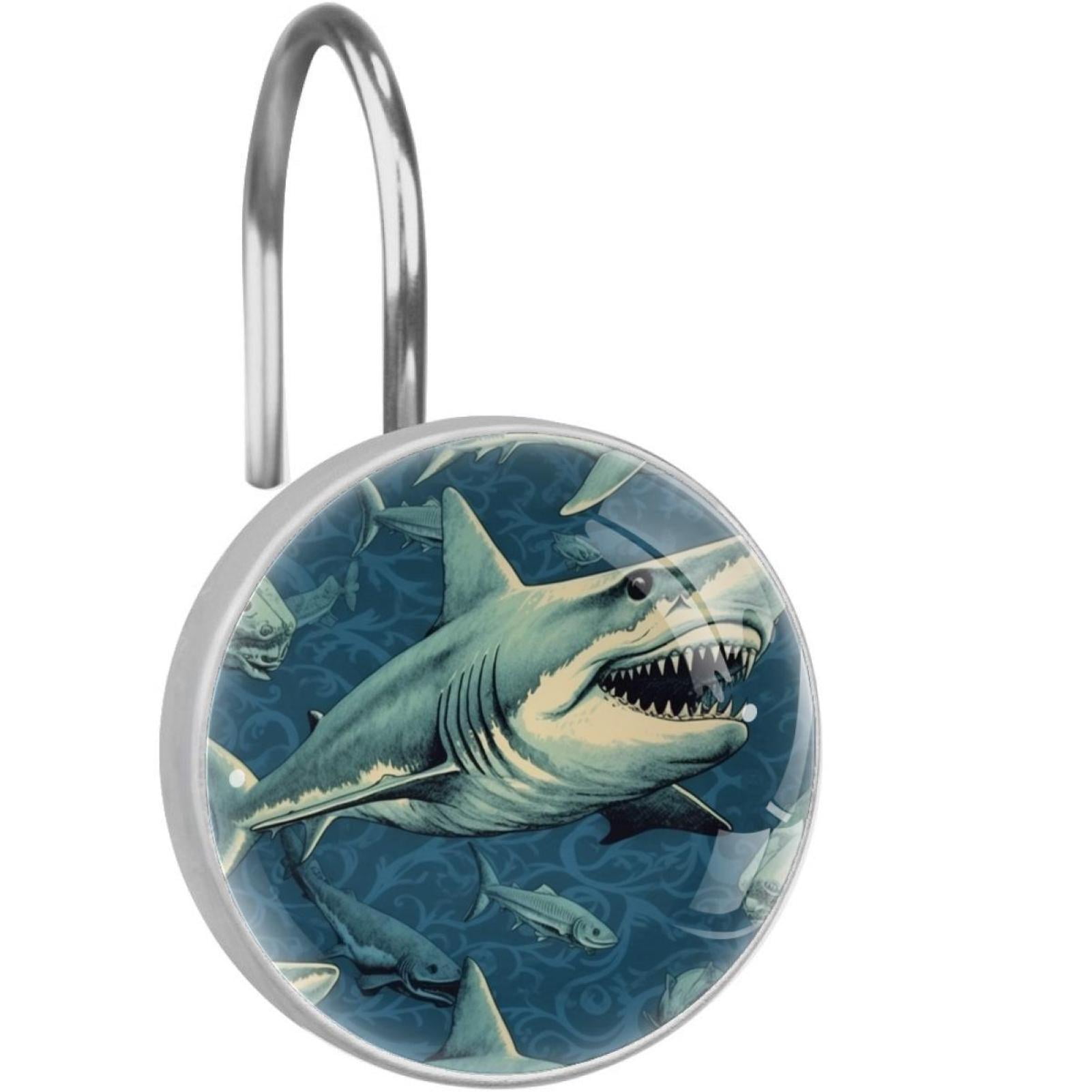 Shark Shower Curtain Hooks （Set of 12） for Home Hotel Shower Rods ...