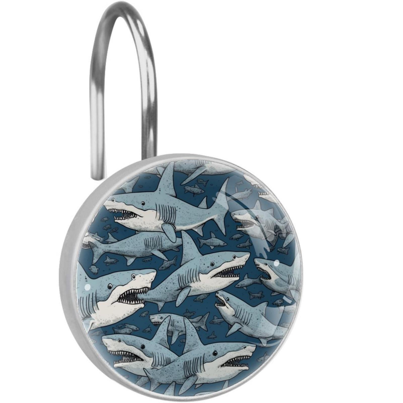Shark Shower Curtain Hooks （Set of 12） for Home Hotel Shower Rods ...