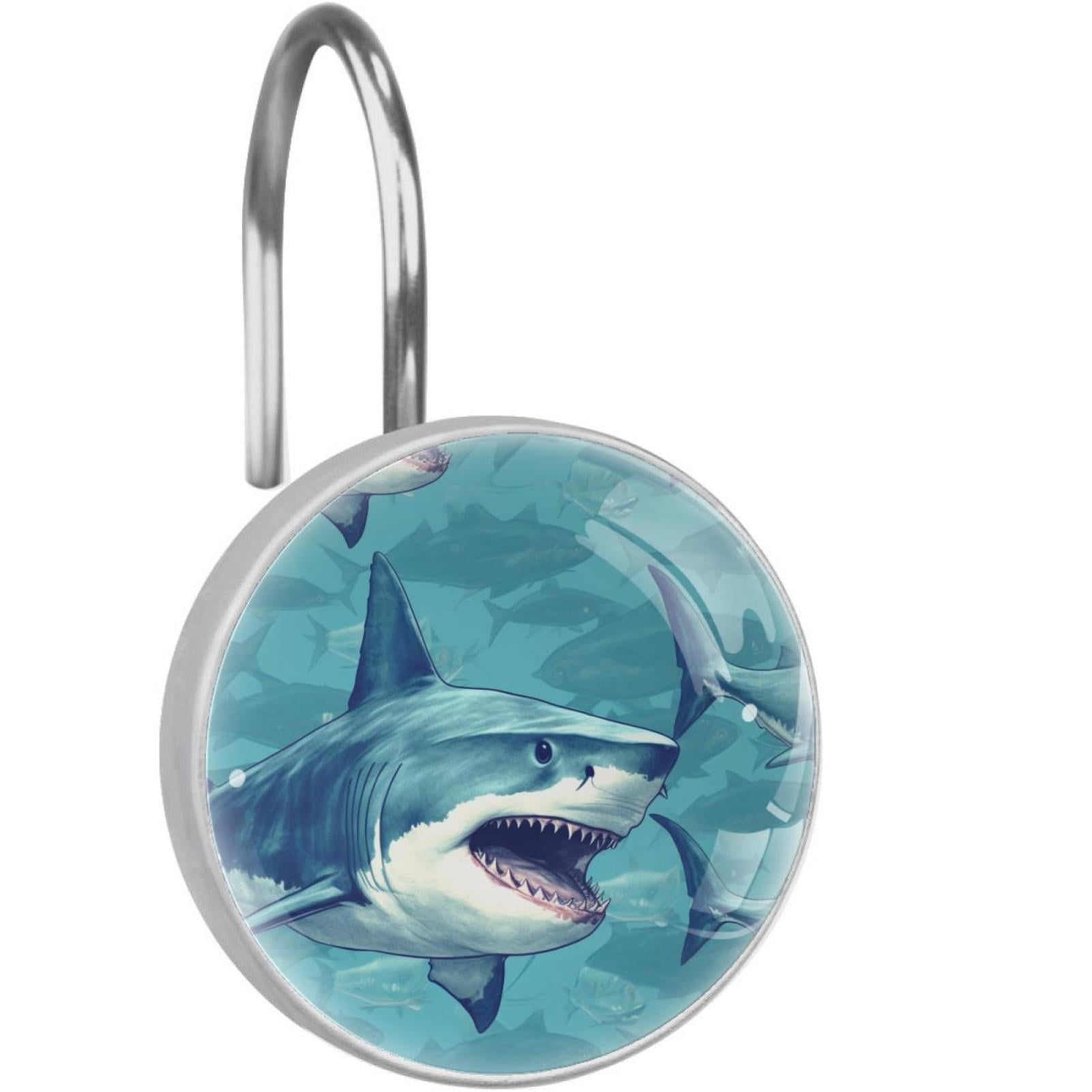 Shark Shower Curtain Hooks （Set of 12） for Home Hotel Shower Rods ...